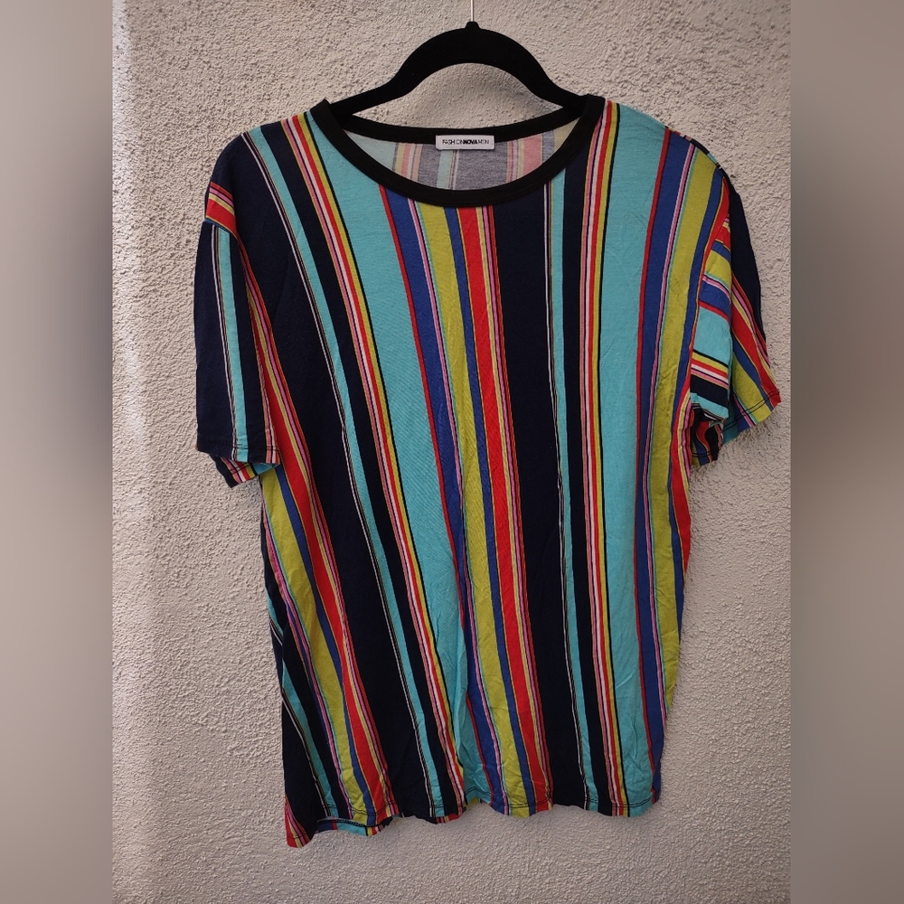 Fashion Nova Men Rainbow Stripes Casual Summer Fashion Streetwear Everyday